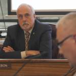 Rep. Bart LeBon, R-Fairbanks, listens to Juneau Police Chief Ed Mercer during a community meeting on the governors budget organized by the House Finance Committee at the Alaska State Capitol on Friday, March 22, 2019. (Alex McCarthy | Juneau Empire)