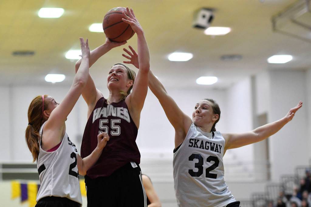 Skagway plays against Haines in the womens final at the Gold Medal Basketball Tournament on Saturday, March 23, 2019. Skagway won 58-49. (Michael Penn | Juneau Empire)