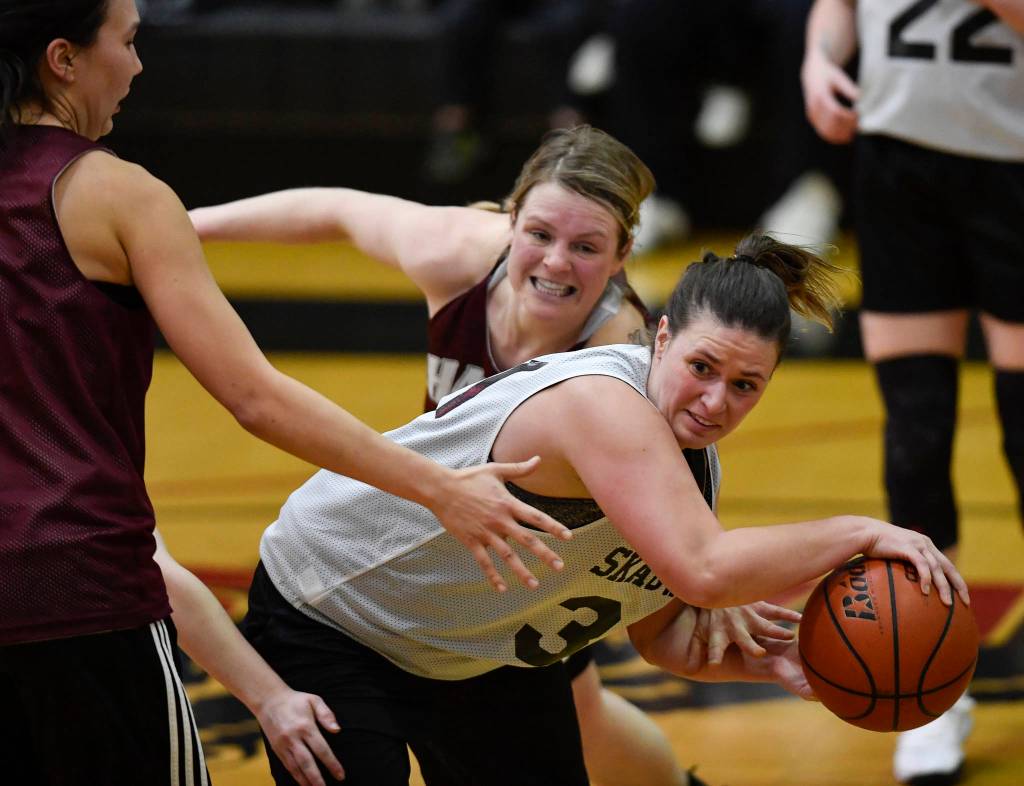 Skagway plays against Haines in the womens final at the Gold Medal Basketball Tournament on Saturday, March 23, 2019. Skagway won 58-49. (Michael Penn | Juneau Empire)