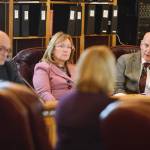 Rep. Dan Ortiz, I-Ketchikan, right, questions Dana Efird, Administrative Services Director for the Department of Health and Social Services, left, and Deputy Commissioner Donna Steward during their overview of the budget for Medicaid Services to the House Finance Committee on Wednesday, March 27, 2019. With Rep. Ortiz are Rep. Colleen Sullivan-Leonard, R-Wasilla, and Rep. Andy Josephson, D-Anchorage. (Michael Penn | Juneau Empire)