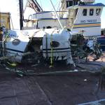 After an extensive underwater search, the wreckage of a Beechcraft B200 was recovered from the ocean waters of Fredrick Sound near Kake. Alaska. (Courtesy Photo | National Transportation Safety Board)