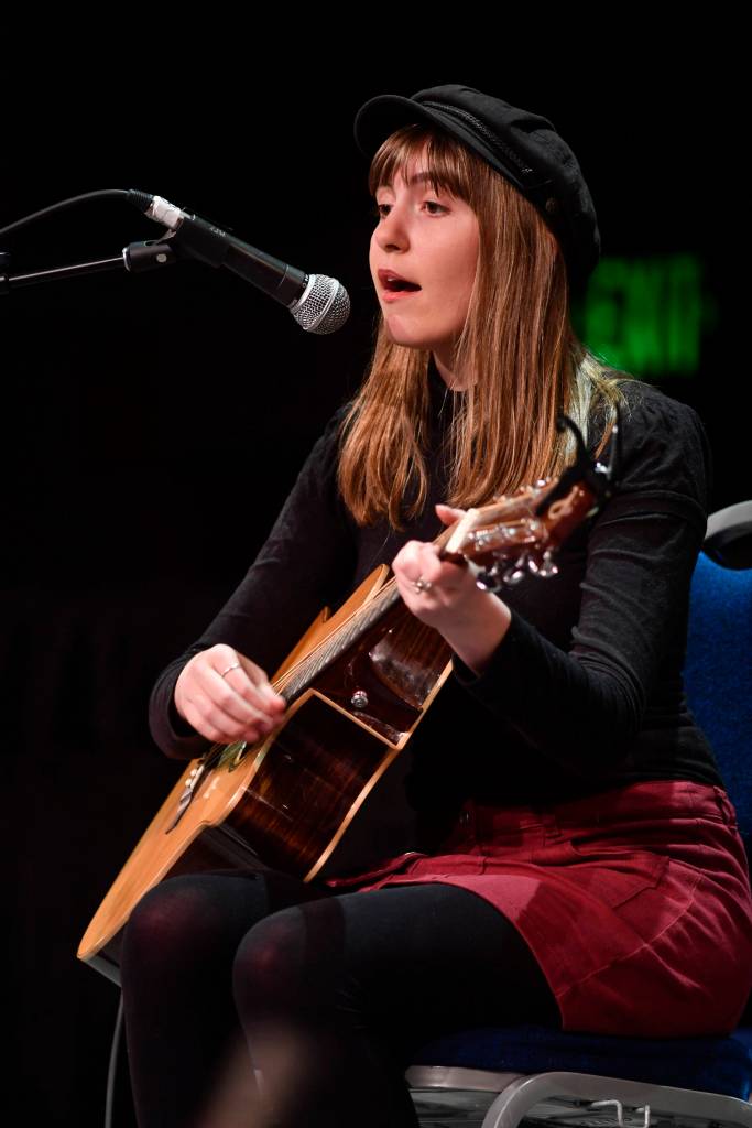 Nakenna Kotlarov, of Juneau, performs at the 45th annual Alaska Folk Festival at Centennial Hall on Monday, April 8, 2019. (Michael Penn | Juneau Empire)