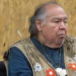 David Kingeistí Katzeek, a Tlingit elder who helps with Tlingit Culture, Language and Literacy program, speaks during a program open house, Monday, April 22, 2019. (Ben Hohenstatt | Juneau Empire)