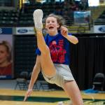 Skylar Tuckwood competes in the One-Foot High Kick at the 2019 NYO Games at the Alaska Airlines Center in Anchorage on Saturday, April 27, 2019. (Michael Dinneen | For the Empire)