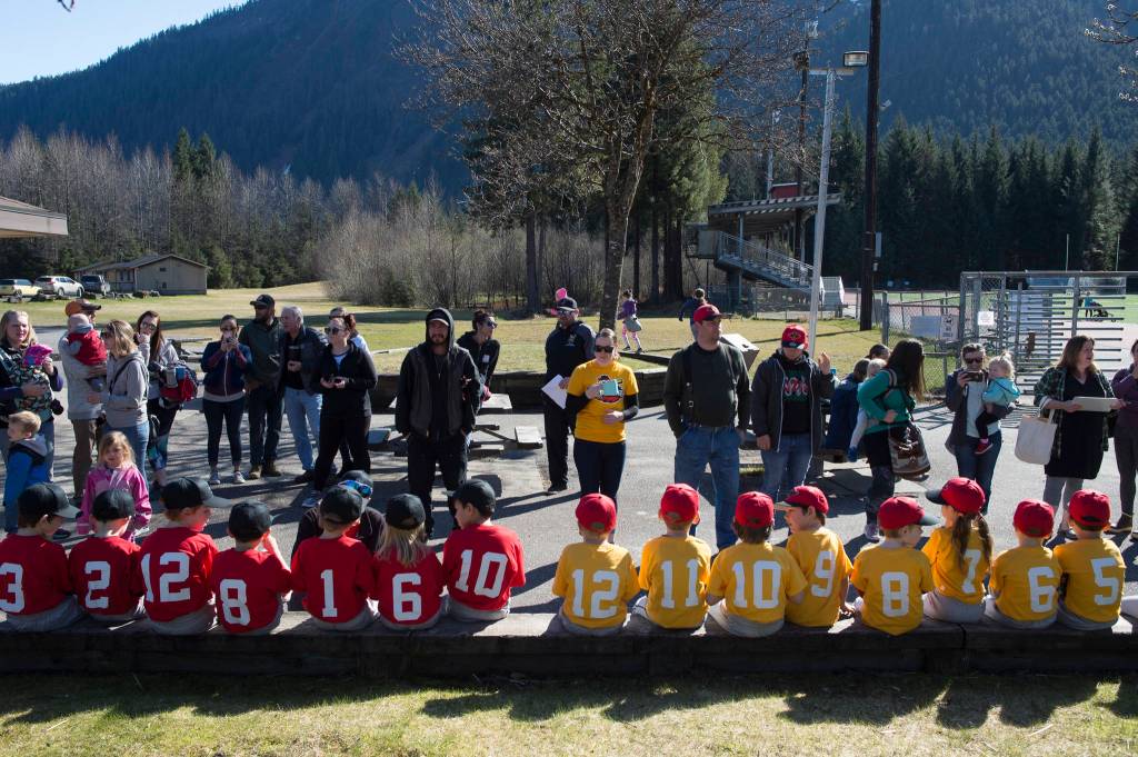 Gastineau Channel Little League Opening Day Ceremonies at Adair-Kennedy Memorial Park on Saturday, April 27, 2019. (Michael Penn | Juneau Empire)