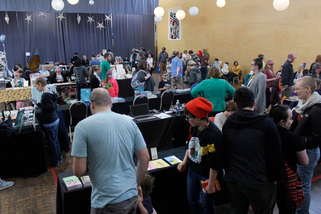 Attendees stream through the Alaska Robotics Mini-Con on Saturday, April 27, 2019. (Alex McCarthy | Juneau Empire)