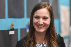 Joanna JJ Hinderberger at her interview for the principal position at Mendenhall River Community School on Monday, April 29, 2019. Hinderberger is currently finishing her second year as principal at Eagles View Elementary School in Unalaska. (Michael Penn | Juneau Empire)