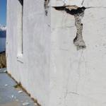 Cracks and broken concrete are pictured at Eldred Rock Lighthouse on Monday, April 29, 2019. (Alex McCarthy | Juneau Empire)