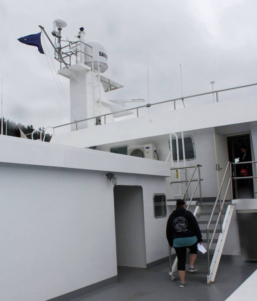 A woman explores the ferry Tazlina on Sunday, May 5, 2019. (Alex McCarthy | Juneau Empire)