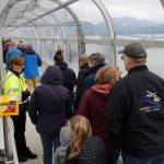 Members of the public walk onto the ferry Tazlina on Sunday, May 5, 2019. (Alex McCarthy | Juneau Empire)