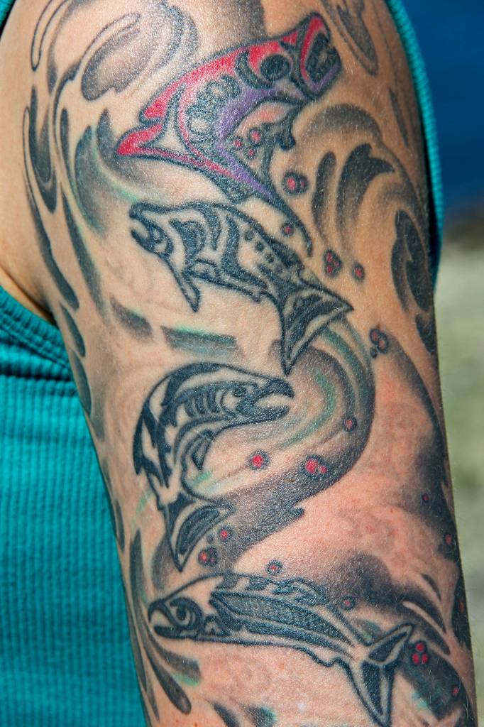 A salmon tattoo featured in Amy Gulicks book, The Salmon Way: An Alaska State of Mind. (Courtesy Photo | Amy Gulick)