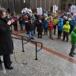 Rep. Sara Hannan, D-Juneau, speaks in favor of the Alaska Marine Highway System during a SOS Rally at the Capitol on Tuesday, May 7, 2019. (Michael Penn | Juneau Empire)