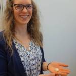 University of Alaska Fairbanks graduate student Brittany Jones displays the shell of a clam from the seafloor off western Alaska. (Courtesy Photo | Ned Rozell)