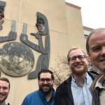 Empire staffers who won an Alaska Press Club award take a selfie outside the Empires office on Channel Drive. Pictured from right, Michael Penn, Alex McCarthy, Angelo Saggiomo and Ben Hohenstatt. (Michael Penn | Juneau Empire)