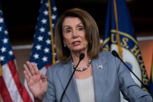 Speaker of the House Nancy Pelosi, D-California, meets with reporters on Capitol Hill in Washington, D.C. on Thursday, May 9, 2019, the day after the Democrat-controlled House Judiciary Committee voted to hold Attorney General William Barr in contempt of Congress. (J. Scott Applewhite | Associated Press)