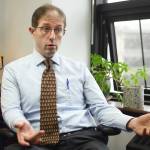 Sen. Jesse Kiehl, D-Juneau, speaks in his Capitol office on Wednesday, April 24, 2019, about the Department of Transportations proposal to build a ferry terminal at Cascade Point in Berners Bay. (Michael Penn | Juneau Empire)