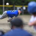 Thunder Mountain pitcher Stone Morgan delivers a pitch against Sitka at the Region V Baseball Championship at Adair-Kennedy Memorial Park on Friday, May 24, 2019. (Michael Penn | Juneau Empire)