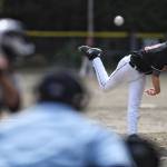 Juneau-Douglas Olin Rawson pitches against Ketchikans Brock King to start off their game during the Region V Baseball Championship at Adair-Kennedy Memorial Park on Friday, May 24, 2019. (Michael Penn | Juneau Empire)