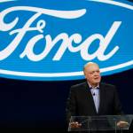 In this Jan. 14, 2018 photo, Ford President and CEO Jim Hackett prepares to address the media at the North American International Auto Show in Detroit. (Carlos Osorio | Associated Press File)