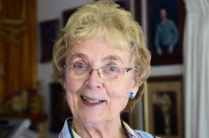 Stuart Sliter reflects on her 80th birthday as well as her time as the first Miss Alaska, Wednesday, May 29, 2019. (Ben Hohenstatt | Juneau Empire)