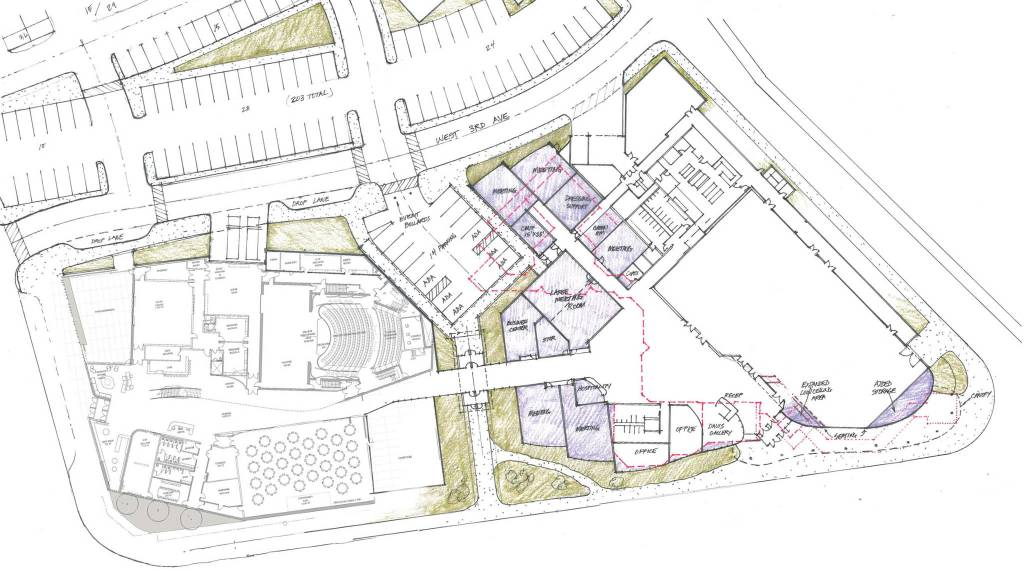 This image shows one possibility for a renovated Centennial Hall. It is titled Scheme A. (Courtesy Photo | MRV Architects)