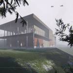 This rendering shows what the University of Alaska Southeasts Auke Bay Marine Station. The building is pictured on a typical Juneau day. (Courtesy of University of Alaska Southeast)