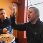 Garrett Schoenberger, left, and Paul Simpson, of Alaska Legacy Partners, have bought 27 acres of land that make up the Mendenhall Business Park they announced on Monday, June 3, 2019. (Michael Penn | Juneau Empire)