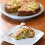 Erin Anais Heists spruce tip rhubarb cake on Thursday, June 6, 2019. (Michael Penn | Juneau Empire)