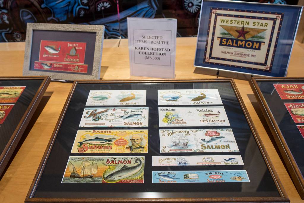 The Alaska State Library features historic salmon canneries with a collection from the Karen Hofstad at the Research Center for First Friday on Friday, June 7, 2019. (Michael Penn | Juneau Empire)
