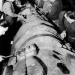 Civilian Conservation Corps carvers in Saxman restore the Chief Ebbits Pole from Tongass Village, 1940. (Courtesy Photo | Tongass Historical Museum)