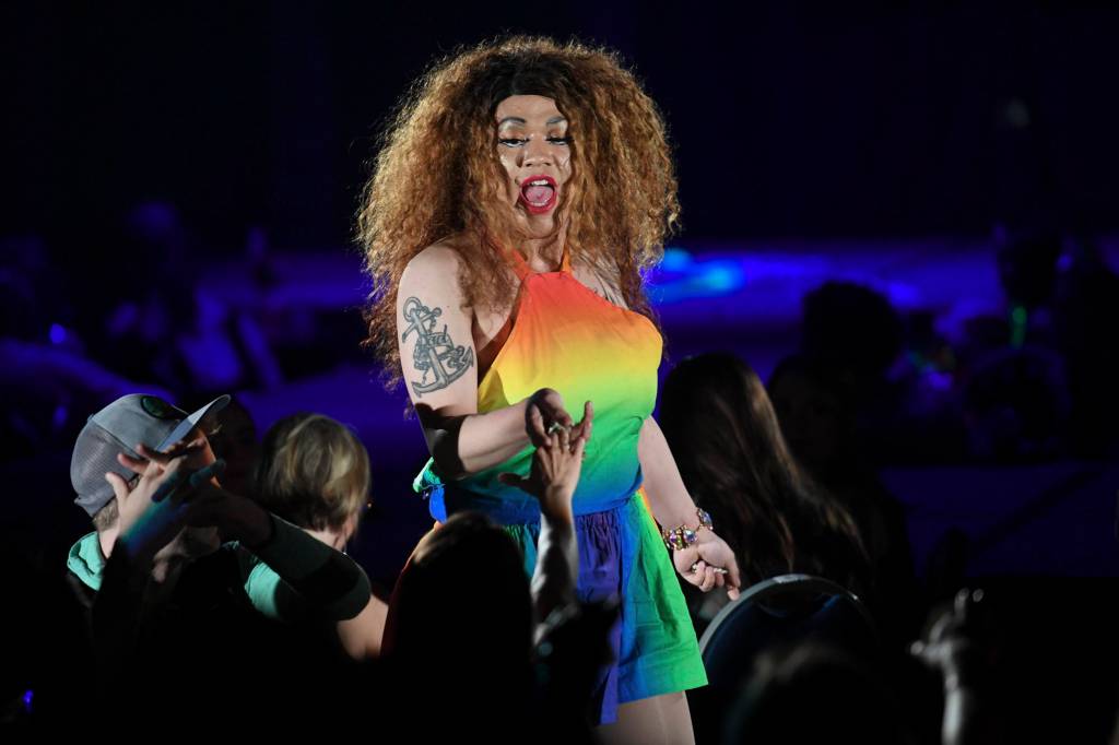 Diamond de la Ghetto performs at the 5th annual GLITZ Drag Show in honor of the 50th Anniversary of the Stonewall Riots and Juneau Pride Kickoff! at Centennial Hall on Friday, June 14, 2019. (Michael Penn | Juneau Empire)