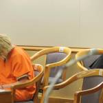 From left, Kayden McIntosh, 16, Denali Brehmer, 18, and Caleb Leyland, 19, are arraigned by a Superior court judge in the Nesbett Courthouse in Anchorage on Tuesday after a grand jury indicted them on first-degree murder and other charges in the shooting death of 19-year-old Cynthia Hoffman. Hoffman was taken to the Thunderbird Falls trailhead in Chugiak where she was bound with duct tape, shot and left in the Eklutna River on June 2, according to charges. (Bill Roth/Anchorage Daily News via AP)