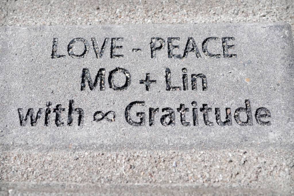 A block bought by Mo Longsworth for her and her wife, Lin Davis, at the Mayor Bill Overstreet Park on Friday, June 21, 2019. (Michael Penn | Juneau Empire)