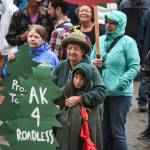 Kathy Miller and her grandson, Michael, 10, join about 150 advocates in front of the Alaska State Capitol to show local support for the 2001 National Roadless Rule during a Tongass Rally on Saturday, June 22, 2019. (Michael Penn | Juneau Empire)