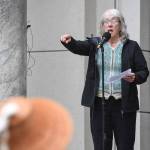 Kate Troll speaks during a Tongass Rally to show local support for the 2001 National Roadless Rule in front of the Alaska State Capitol on Saturday, June 22, 2019. (Michael Penn | Juneau Empire)