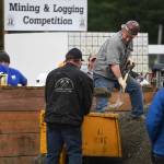 Ryan Friend competes in the hand mucking contest during the Mining & Logging Competition at the 29th Annual Gold Rush Days at Savikko Park on Saturday, June 22, 2019. (Michael Penn | Juneau Empire)