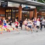 Courtesy Photo | <strong>Myron Davis</strong>                                Close to 50 runners begin the Mount Roberts Tram Run on Saturday. Allan Spangler, third from right, won the race.