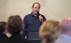 U.S. Forest Service Juneau District Ranger Brad Orr speaks to the Juneau Chamber of Commerce during its weekly luncheon in August 2018. He will talk to the chamber again Thursday. (Michael Penn | Juneau Empire File)