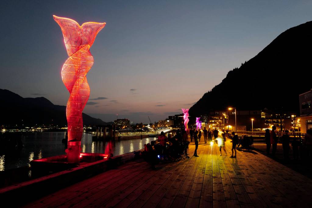 Juneau residents gather around the downtown waterfront to watch the annual fireworks display on Wednesday, July 3, 2019. (Michael Penn | Juneau Empire)