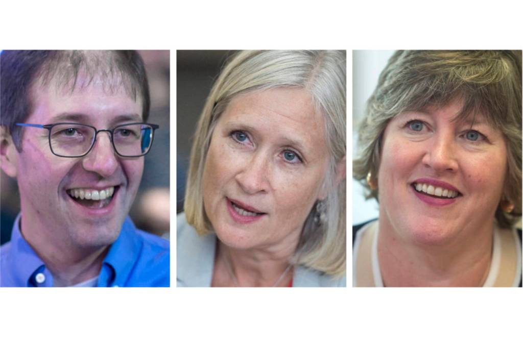 Freshman legislators Sen. Jesse Kiehl, D-Juneau; Rep. Andi Story, D-Juneau; and Rep. Sara Hannan, D-Juneau; reflected on whats happened so far during a regular and special session and what theyre looking forward to working on next. (Michael Penn| Juneau Empire File)