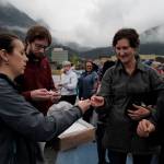 Speakers in Juneau host a rally denouncing immigrant detention facilities Friday, July 12, 2019. (Michael Penn | Juneau Empire)