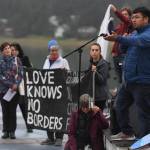Speakers in Juneau host a rally denouncing immigrant detention facilities Friday, July 12, 2019. (Michael Penn | Juneau Empire)