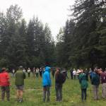 Former members of the False Island Young Adult Conservation Corps play games during the groups reunion Friday, July 19, 2019, at the Eagle River United Methodist Camp in Juneau. (Michael S. Lockett | Juneau Empire)
