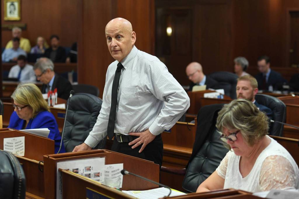 Rep. Daniel Ortiz, I-Ketchikan, speaks in favor of HB 2002 on a reconsideration vote at the Capitol on Monday, July 22, 2019. (Michael Penn | Juneau Empire)
