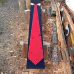 The back of Tommy Josephs ridicule pole meant to shame President Donald Trump and Gov. Mike Dunleavy will feature a long, red tie and quotes from the president. (Courtesy photo | Kristina Cranston)