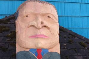 ‘Gut fish, not Alaska’: Totem pole ridicules Trump and Dunleavy