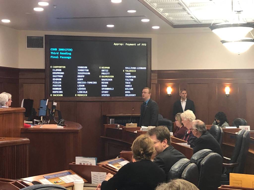 Rep. Jennifer Johnston, R-Anchorage, introduces HB 2003, the bill that allocates at $1,600 PFD on Friday, July 26, 2019. (Peter Segall | Juneau Empire)
