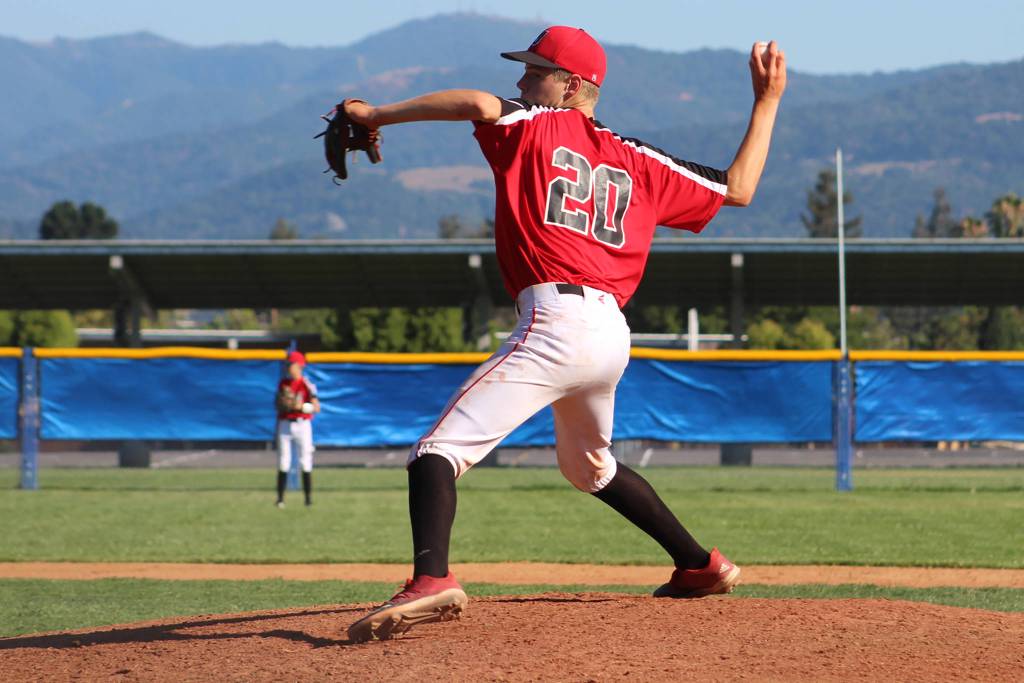 Gastineau Channel Little League Junior All-Star Kaleb Campbell pitches in a game against tournament host Cambrian Park Little League in the West Regional Tournament at Ida Price Middle School in San Diego, California, on Friday, July 26, 2019. Juneau won 10-3. (Courtesy Photo | Lori Crupi)