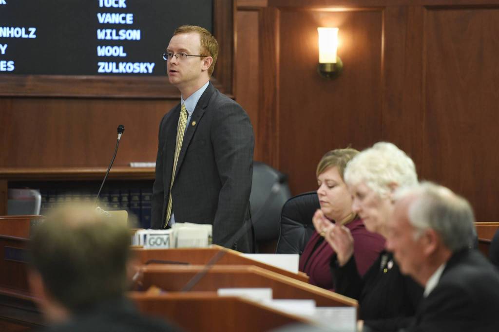 Rep. David Eastman, R-Wasilla, objects on a vote to rescind a previous vote on the budget during a House session at the Capitol on Monday, July 29, 2019. (Michael Penn | Juneau Empire)