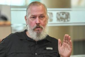 James Helfenstine speaks about his work in the U.S. Coast Guards 17th District Bridge Administration during an interview on Friday, July 26, 2019. (Michael Penn | Juneau Empire)